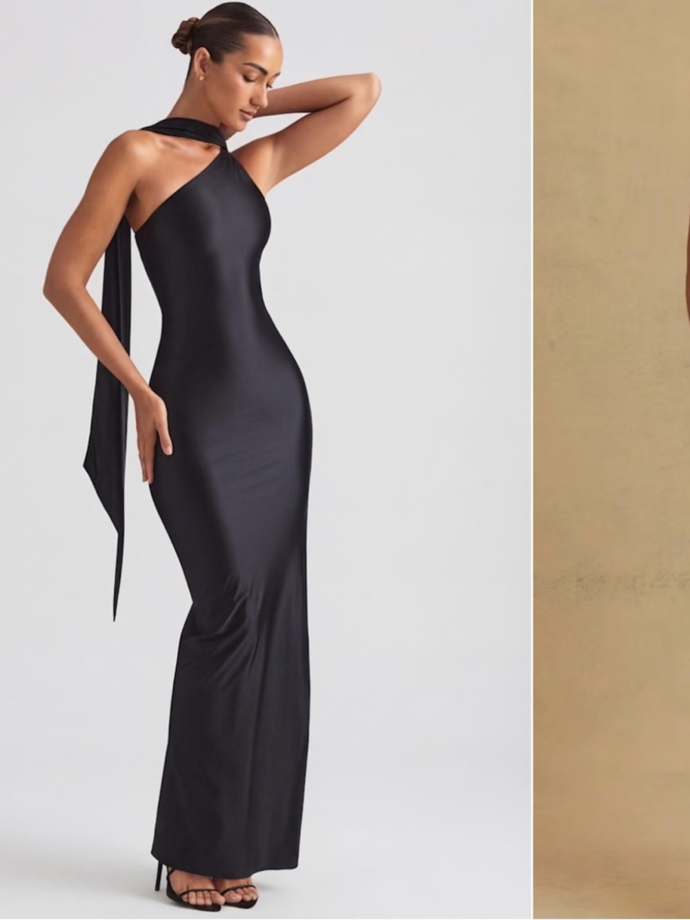 Oh Polly One-Shoulder Black Maxi Dress